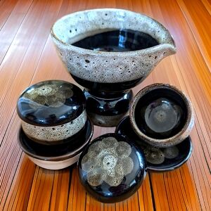 Korean Style Ceramic Lotus Tea Set for 5